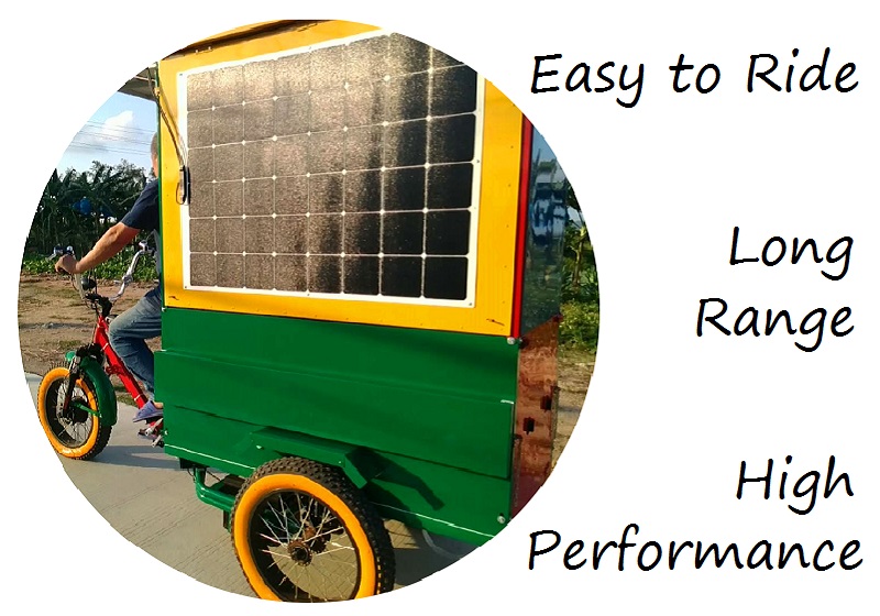 Solar panels electric tricycle
